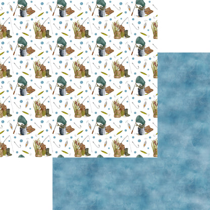 Fish Tales Collection Wishin' To Be Fishin' 12 x 12 Double-Sided Scrapbook Paper by SSC Designs - 15 Pack