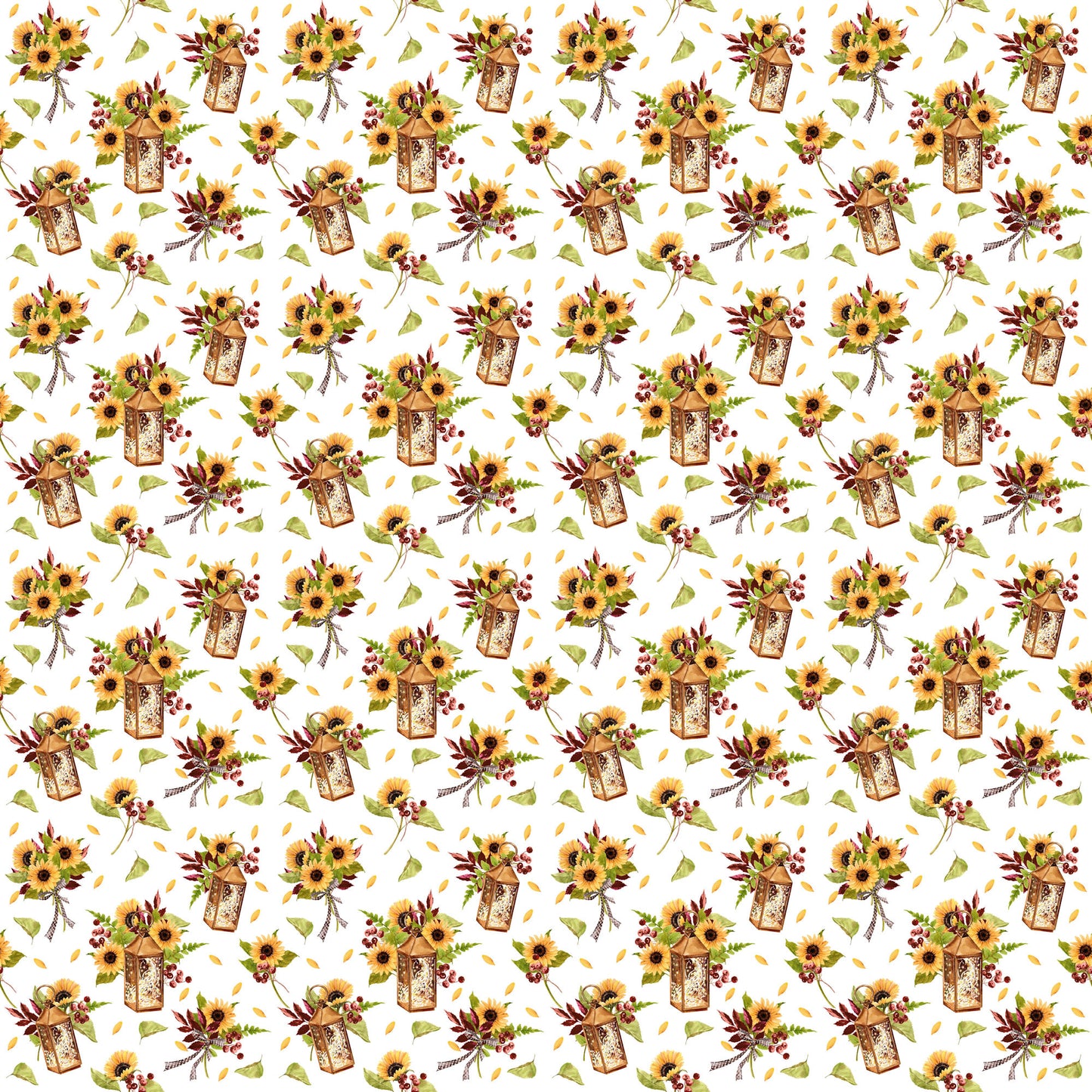 Favorite Fall Collection Sunflower Lanterns 12 x 12 Double-Sided Scrapbook Paper by SSC Designs - 15 Pack