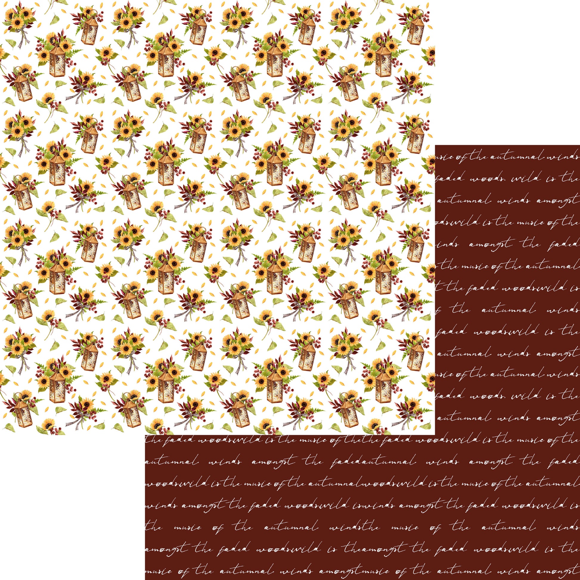 Favorite Fall Collection Sunflower Lanterns 12 x 12 Double-Sided Scrapbook Paper by SSC Designs - 15 Pack