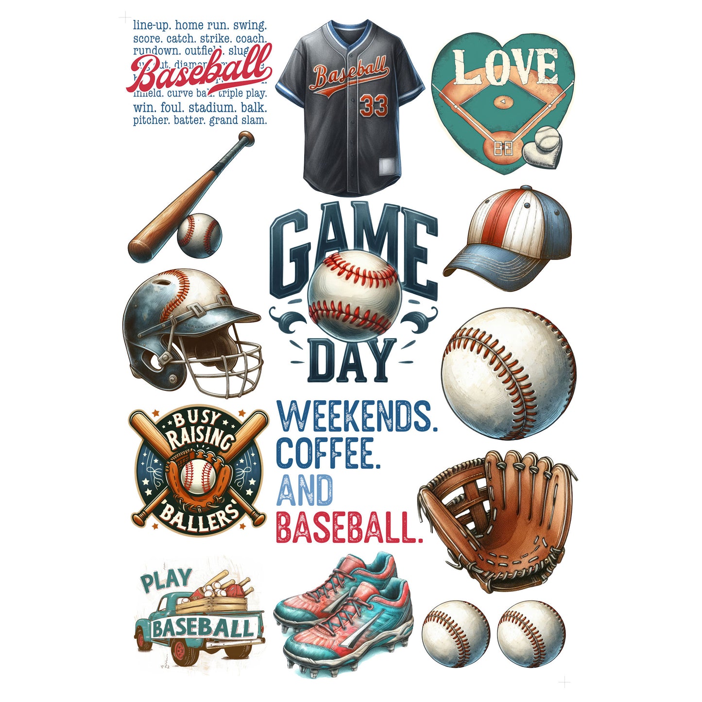 Go Big Sports Collection Baseball Laser Cut Scrapbook Ephemera Embellishments by SSC Designs - 3 Packs
