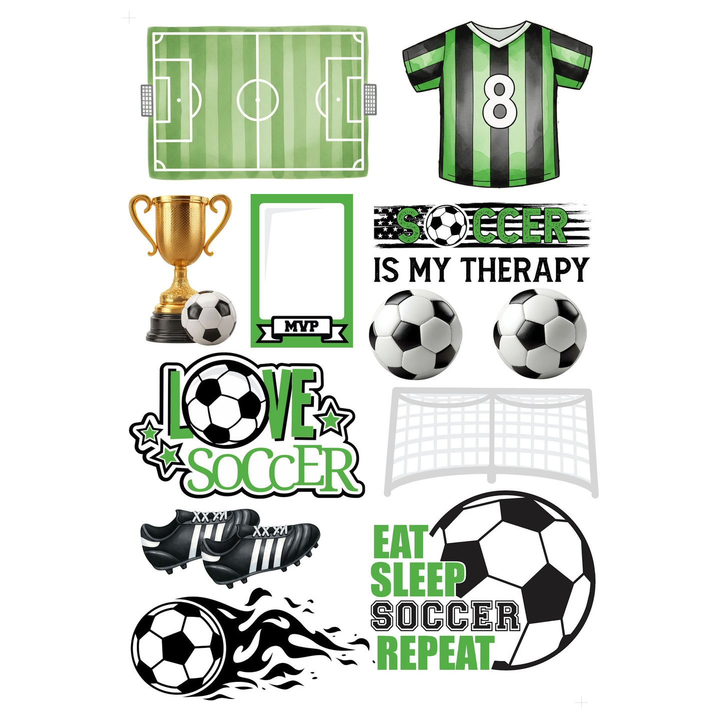 Go Big Sports Collection Soccer Laser Cut Scrapbook Ephemera Embellishments by SSC Designs - 3 Packs