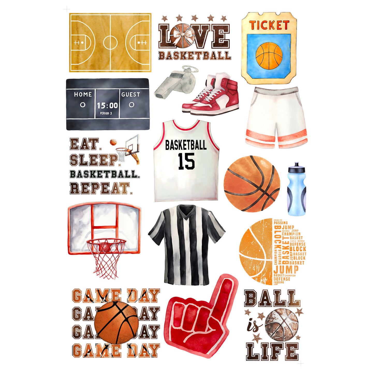 Go Big Sports Collection Basketball Laser Cut Scrapbook Ephemera Embellishments by SSC Designs - 3 Packs