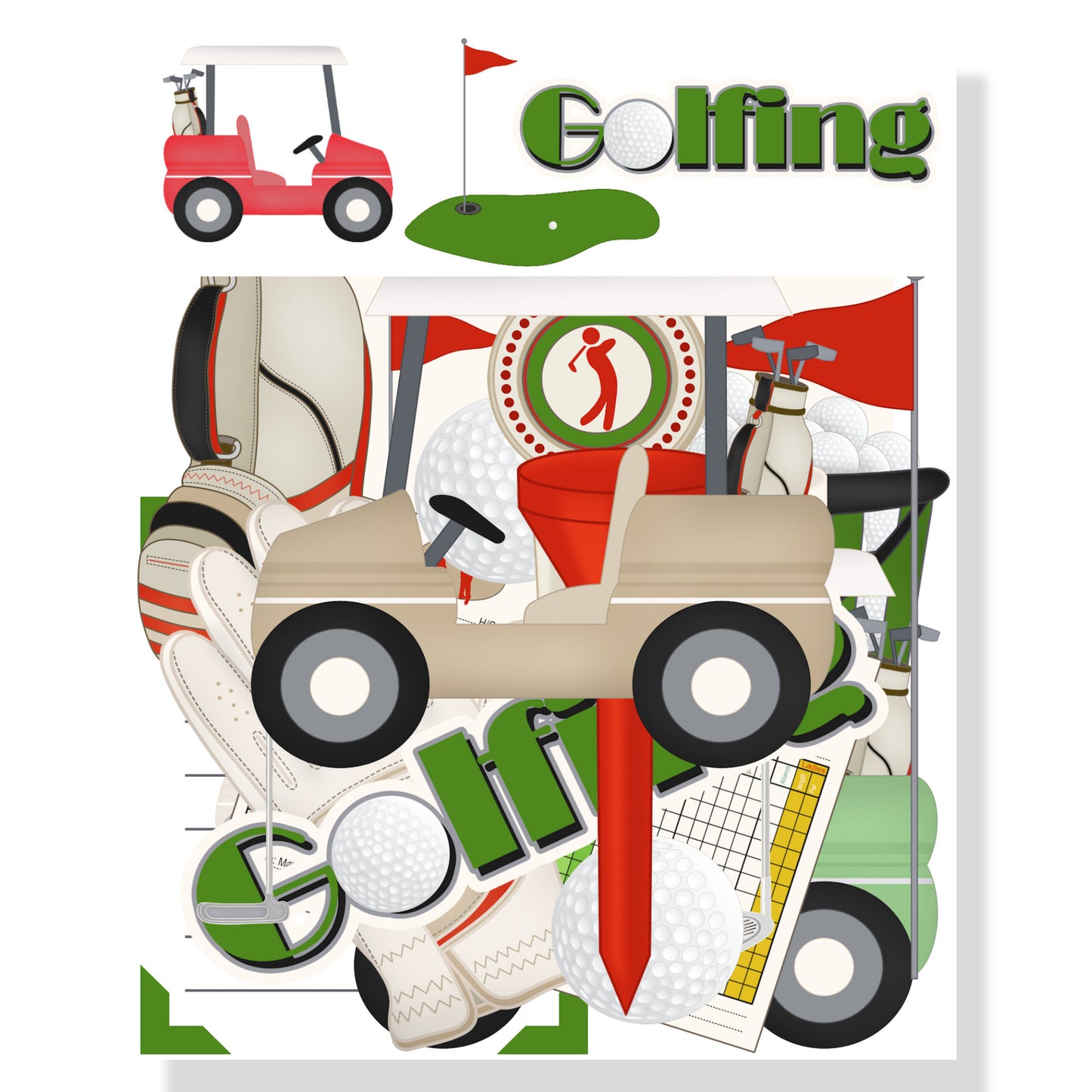 Golfing 12 x 12 Scrapbook Paper & Embellishment Kit by SSC Designs - 3 Kits