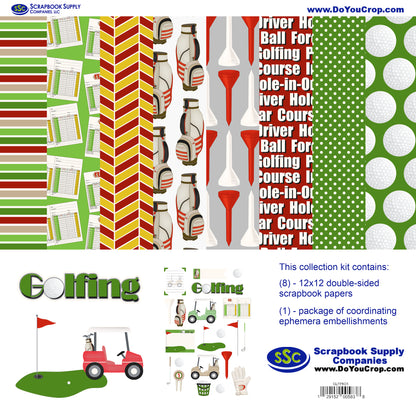 Golfing 12 x 12 Scrapbook Paper & Embellishment Kit by SSC Designs - 3 Kits