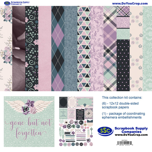 Gone But Not Forgotten 12 x 12 Scrapbook Paper & Embellishment Kit by SSC Designs - 3 Kits
