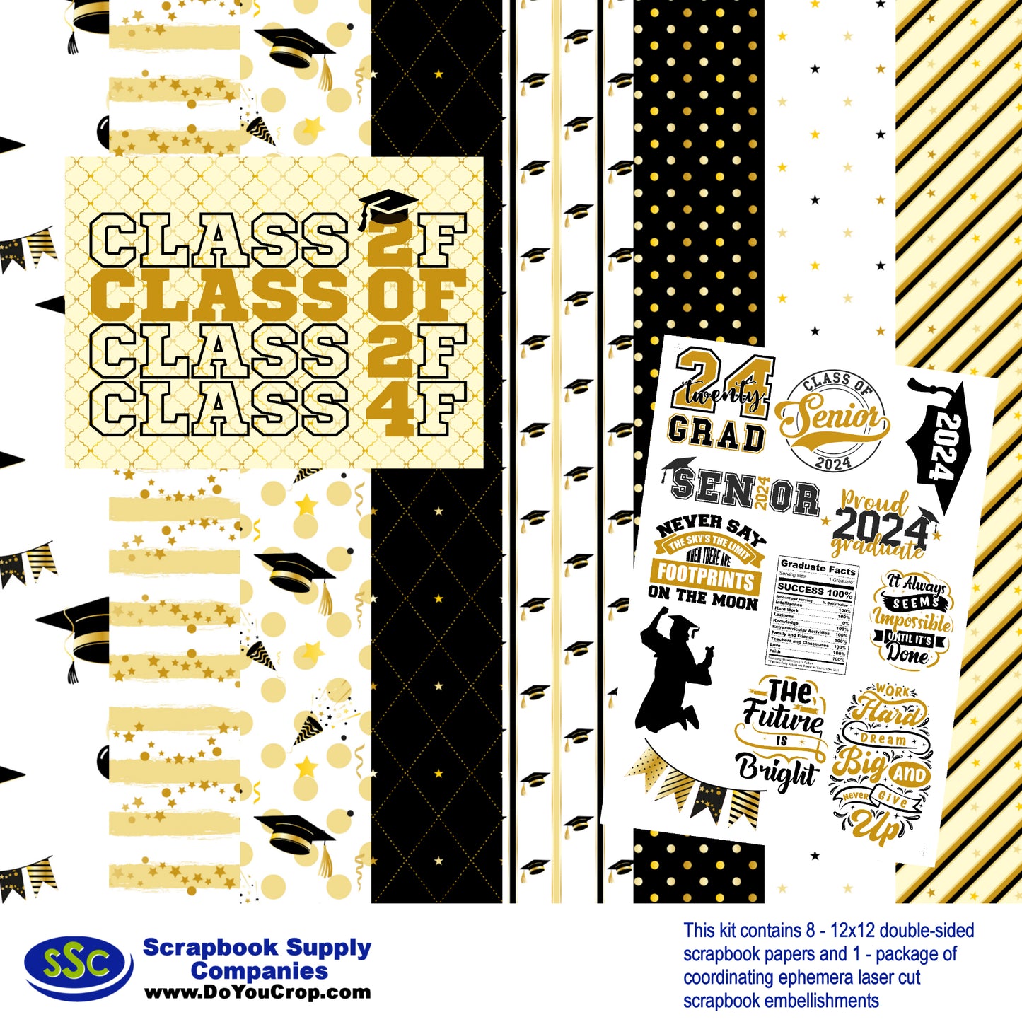 Graduation 12 x 12 Scrapbook Paper & Embellishment Kit by SSC Designs - 3 Kits