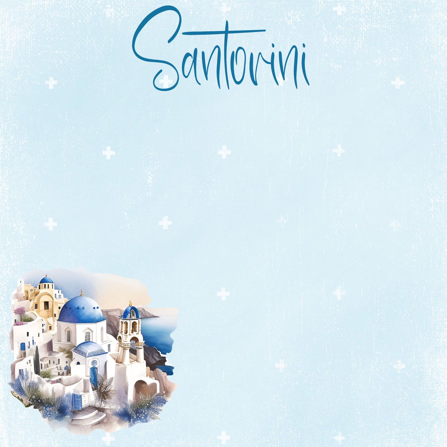 Watercolor Greece Collection Santorini 12 x 12 Double-Sided Scrapbook Paper by SSC Designs - 15 Pack