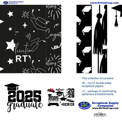 Graduate 2025 12 x 12 Scrapbook Paper & Embellishment Kit by SSC Designs - 3 Kits