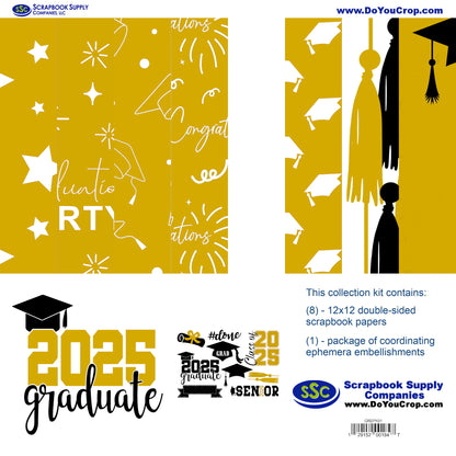 Graduate 2025 12 x 12 Scrapbook Paper & Embellishment Kit by SSC Designs - 3 Kits