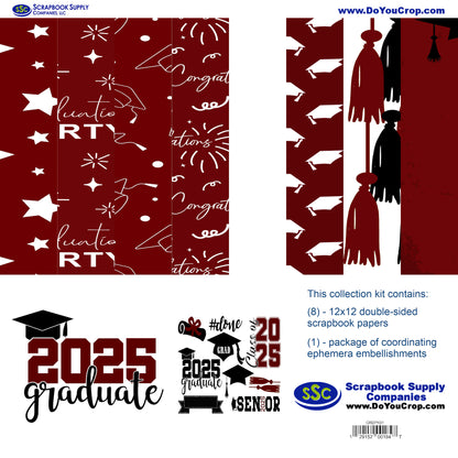 Graduate 2025 12 x 12 Scrapbook Paper & Embellishment Kit by SSC Designs - 3 Kits