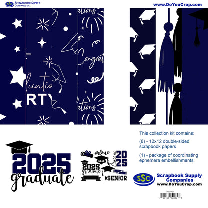 Graduate 2025 12 x 12 Scrapbook Paper & Embellishment Kit by SSC Designs - 3 Kits