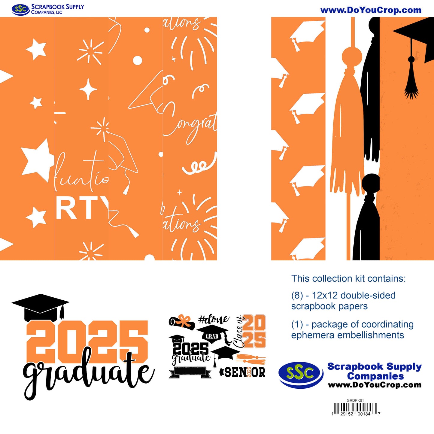 Graduate 2025 12 x 12 Scrapbook Paper & Embellishment Kit by SSC Designs - 3 Kits