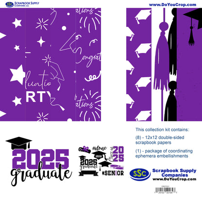 Graduate 2025 12 x 12 Scrapbook Paper & Embellishment Kit by SSC Designs - 3 Kits