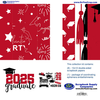 Graduate 2025 12 x 12 Scrapbook Paper & Embellishment Kit by SSC Designs - 3 Kits