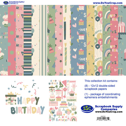 Happy Birthday 12 x 12 Scrapbook Paper & Embellishment Kit by SSC Designs - 3 Kits
