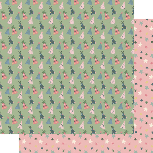 Happy Birthday Collection Party Hat Parade 12 x 12 Double-Sided Scrapbook Paper by SSC Designs - 15 Pack