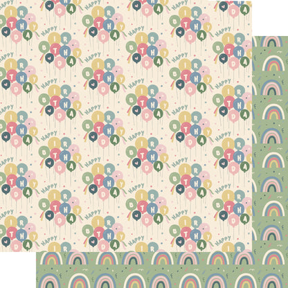 Happy Birthday Collection Rainbow Wishes 12 x 12 Double-Sided Scrapbook Paper by SSC Designs - 15 Pack