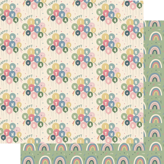 Happy Birthday Collection Rainbow Wishes 12 x 12 Double-Sided Scrapbook Paper by SSC Designs - 15 Pack