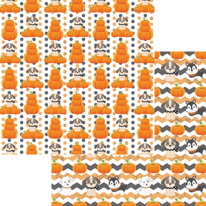 Happy Bow-wow-ween Collection Pumpkin Pooches 12 x 12 Double-Sided Scrapbook Paper by SSC Designs - 15 Pack