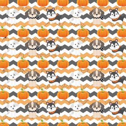 Happy Bow-wow-ween Collection Pumpkin Pooches 12 x 12 Double-Sided Scrapbook Paper by SSC Designs - 15 Pack