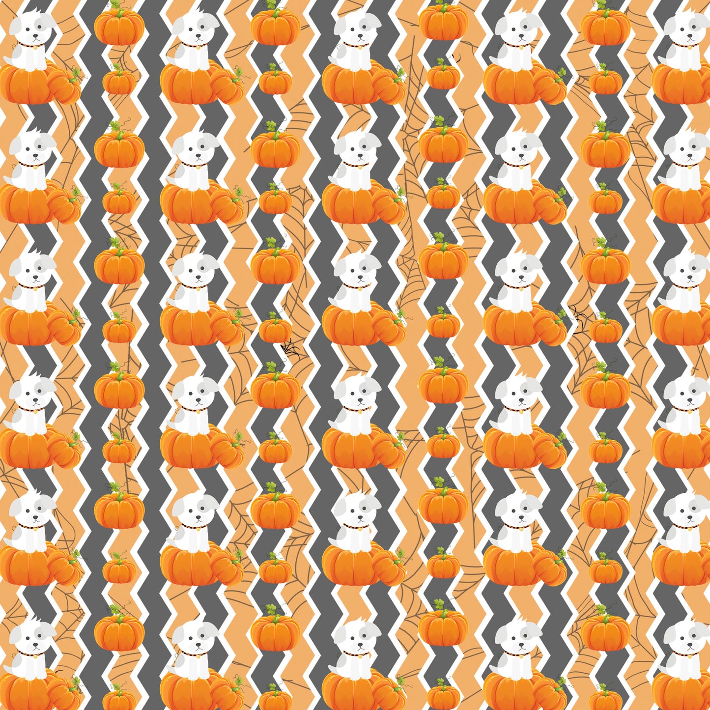 Happy Bow-wow-ween Collection Pumpkin Puppy Poses 12 x 12 Double-Sided Scrapbook Paper by SSC Designs - 15 Pack