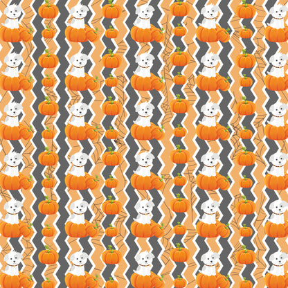 Happy Bow-wow-ween Collection Pumpkin Puppy Poses 12 x 12 Double-Sided Scrapbook Paper by SSC Designs - 15 Pack