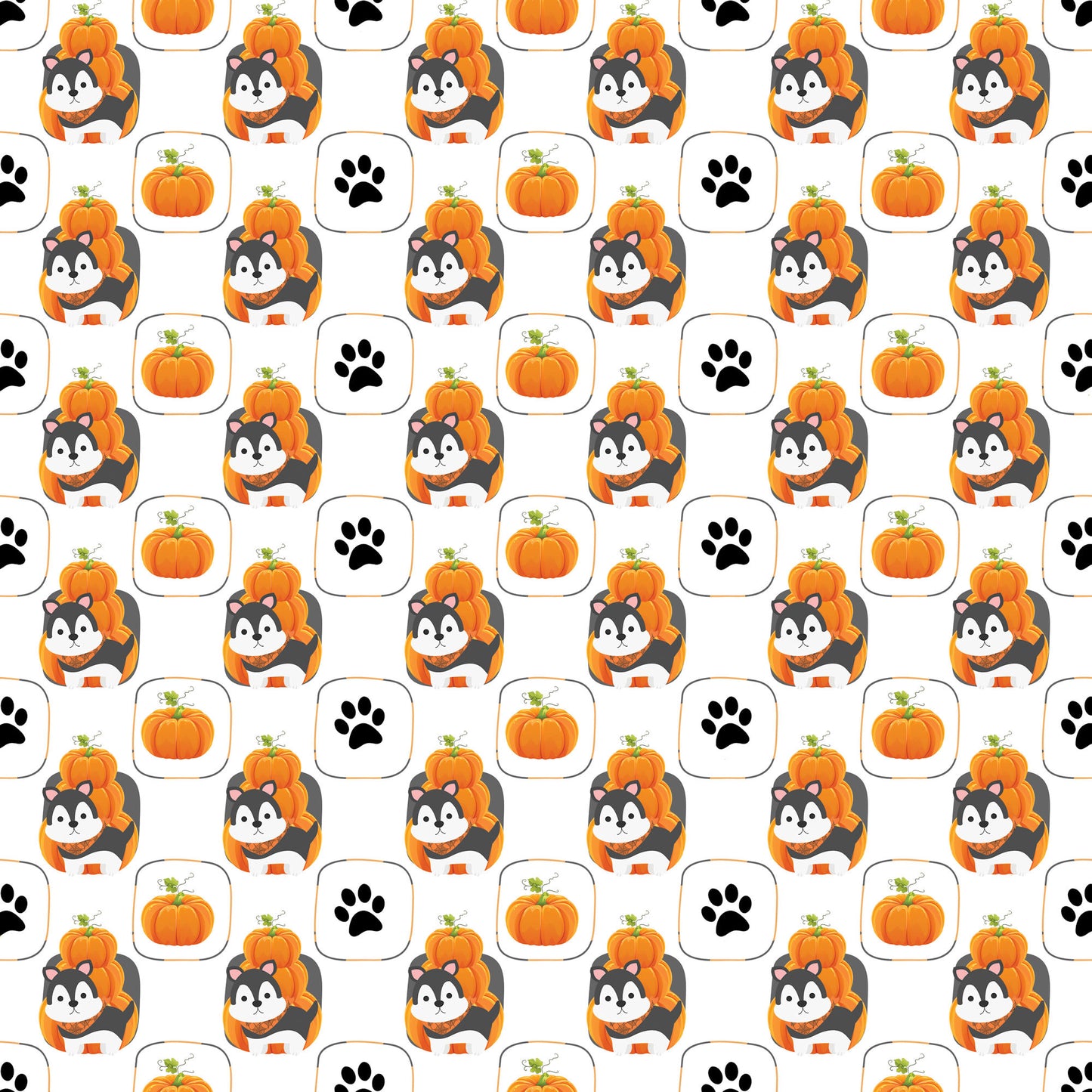 Happy Bow-wow-ween Collection Pumpkin Puppy Poses 12 x 12 Double-Sided Scrapbook Paper by SSC Designs - 15 Pack