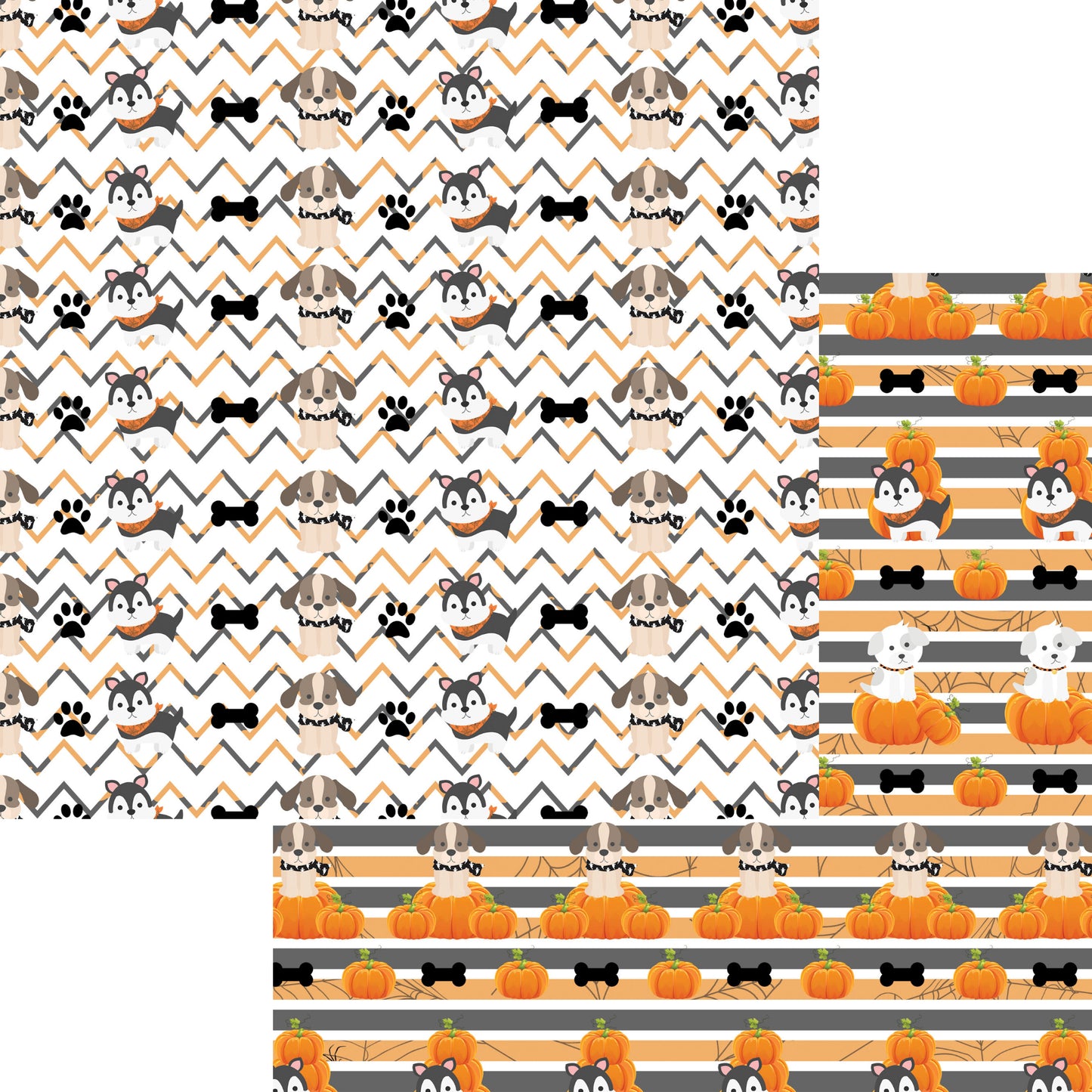 Happy Bow-wow-ween Collection Pumpkin Love 12 x 12 Double-Sided Scrapbook Paper by SSC Designs - 15 Pack