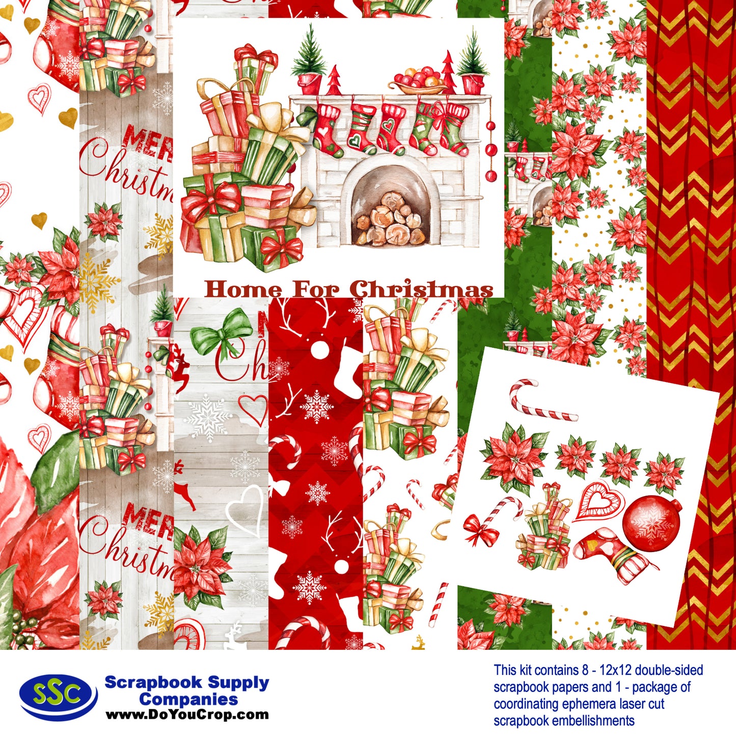 Home For Christmas 12 x 12 Scrapbook Paper Pack & Embellishment Kit - 3 Kits