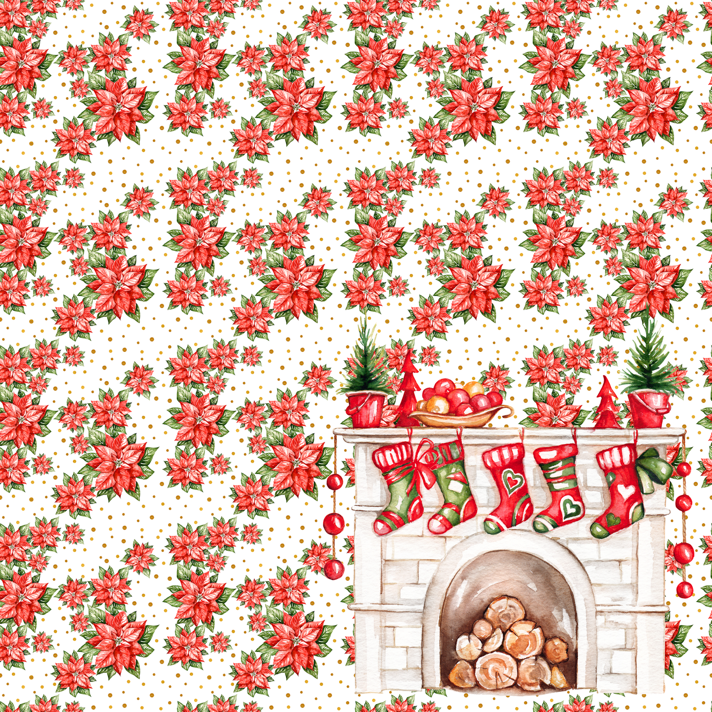 Home For Christmas Collection Cozy Fireplace 12 x 12 Double-Sided Scrapbook Paper by SSC Designs - 15 Pack