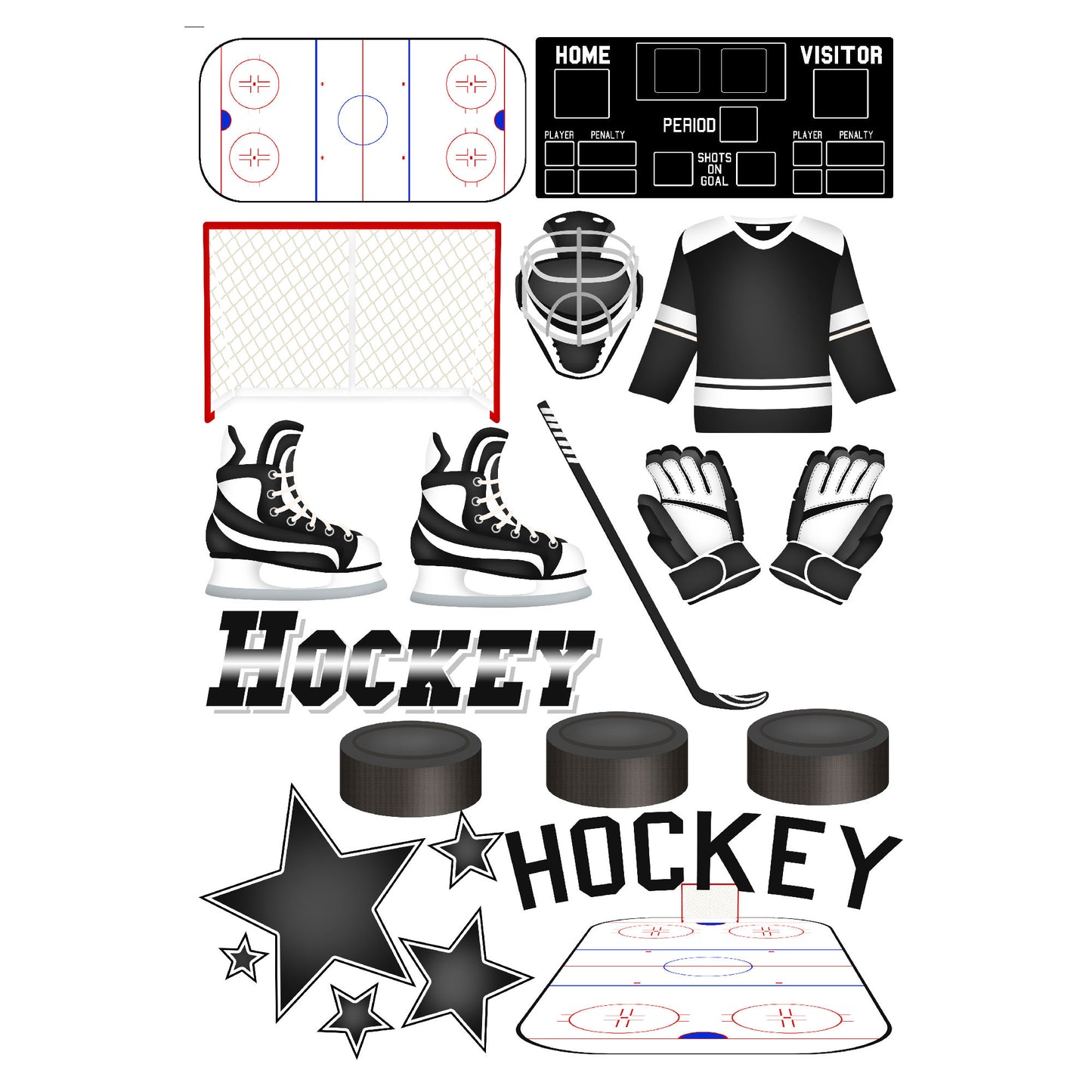 Hockey Season Collection Laser Cut Scrapbook Ephemera Embellishments by SSC Designs - 3 Packs