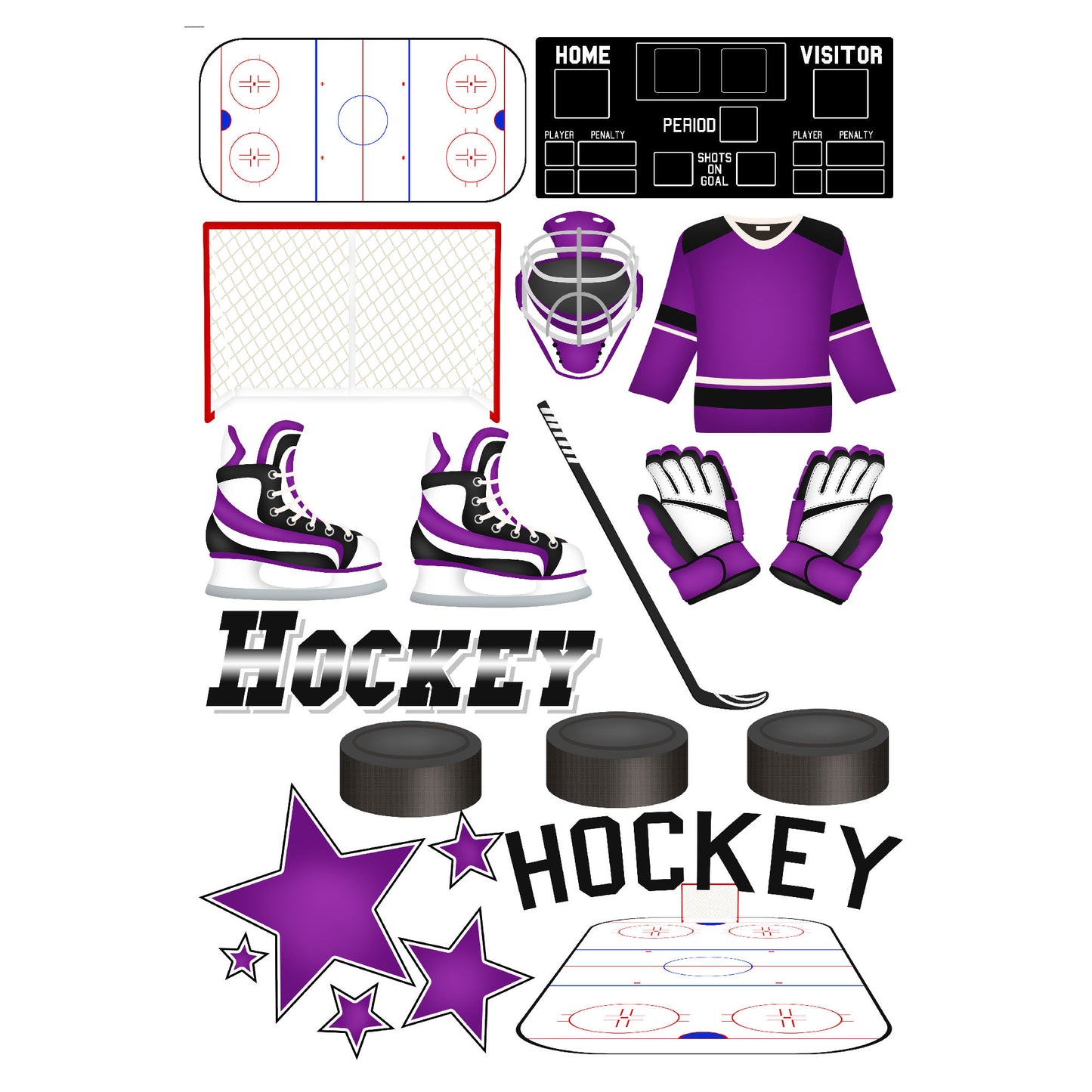 Hockey Season Collection Laser Cut Scrapbook Ephemera Embellishments by SSC Designs - 3 Packs