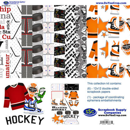Hockey Season 12 x 12 Scrapbook Paper & Embellishment Kit by SSC Designs - 3 Kits