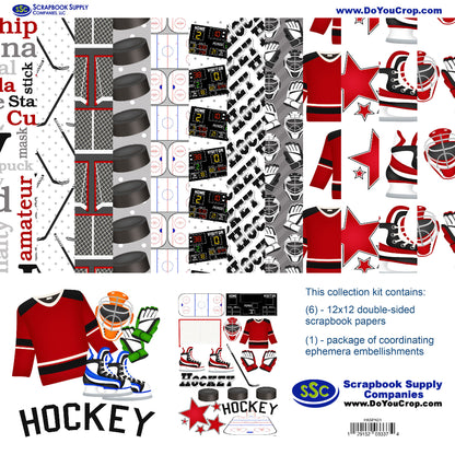 Hockey Season 12 x 12 Scrapbook Paper & Embellishment Kit by SSC Designs - 3 Kits