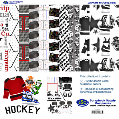 Hockey Season 12 x 12 Scrapbook Paper & Embellishment Kit by SSC Designs - 3 Kits