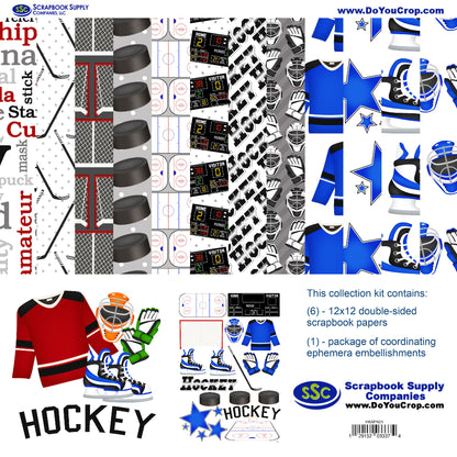 Hockey Season 12 x 12 Scrapbook Paper & Embellishment Kit by SSC Designs - 3 Kits