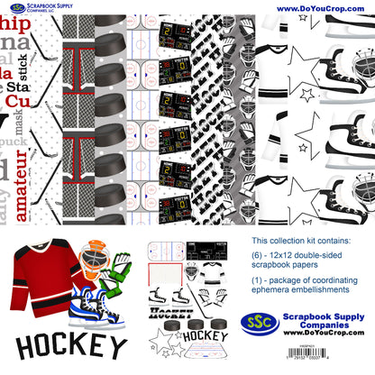 Hockey Season 12 x 12 Scrapbook Paper & Embellishment Kit by SSC Designs - 3 Kits