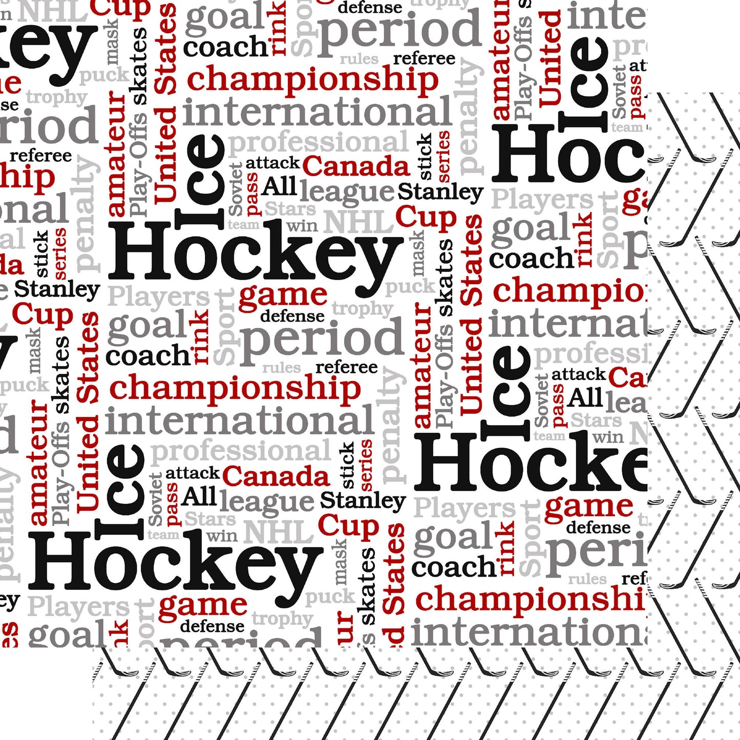 Hockey Season Collection Stick & Score 12 x 12 Double-Sided Scrapbook Paper by SSC Designs - 15 Pack