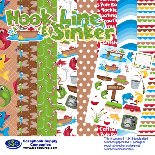 Hook, Line & Sinker 12 x 12 Scrapbook Paper & Embellishment Kit by SSC Designs - 3 Kits