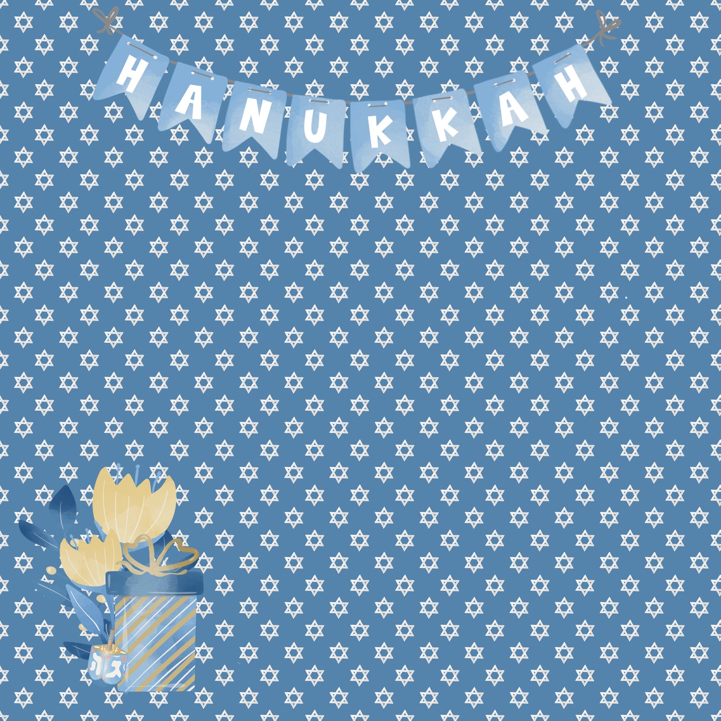 Hanukkah Collection Happy Hanukkah 12 x 12 Double-Sided Scrapbook Paper - 15 Pack