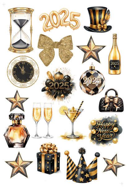 Happy New Year 2025 Collection Laser Cut Scrapbook Ephemera Embellishments by SSC Designs - 3 Packs