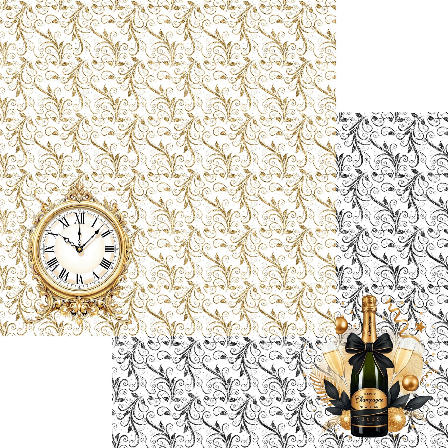 Happy New Year 2025 12 x 12 Scrapbook Paper & Embellishment Kit by SSC Designs - 3 Kits