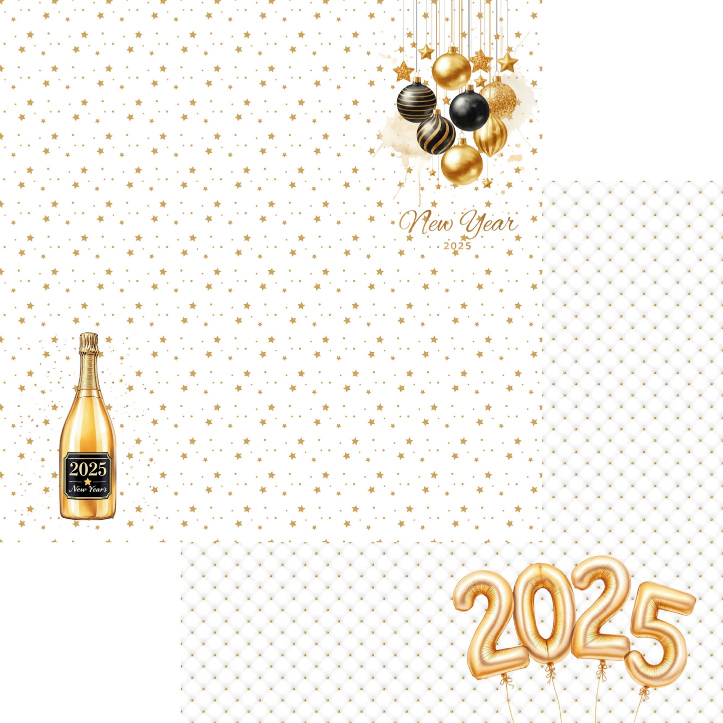 Happy New Year 2025 Collection Ring In The New Year 12 x 12 Double-Sided Scrapbook Paper by SSC Designs - 15 Pack