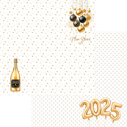 Happy New Year 2025 Collection Ring In The New Year 12 x 12 Double-Sided Scrapbook Paper by SSC Designs - 15 Pack