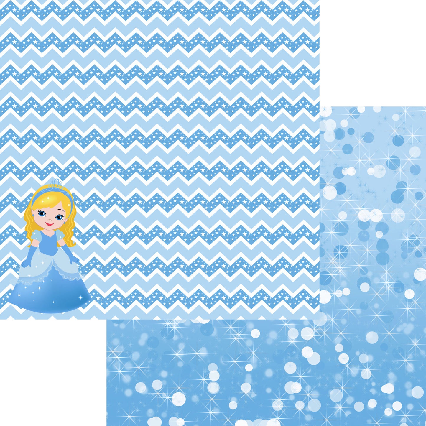 Inspired By Collection Blue Princess 12 x 12 Double-Sided Scrapbook Paper by SSC Designs - 15 Pack