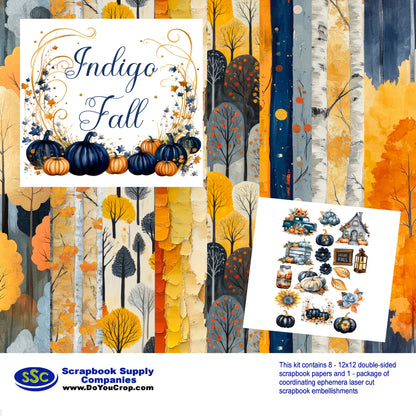 Indigo Fall 12 x 12 Scrapbook Paper & Embellishment Kit by SSC Designs - 3 Kits