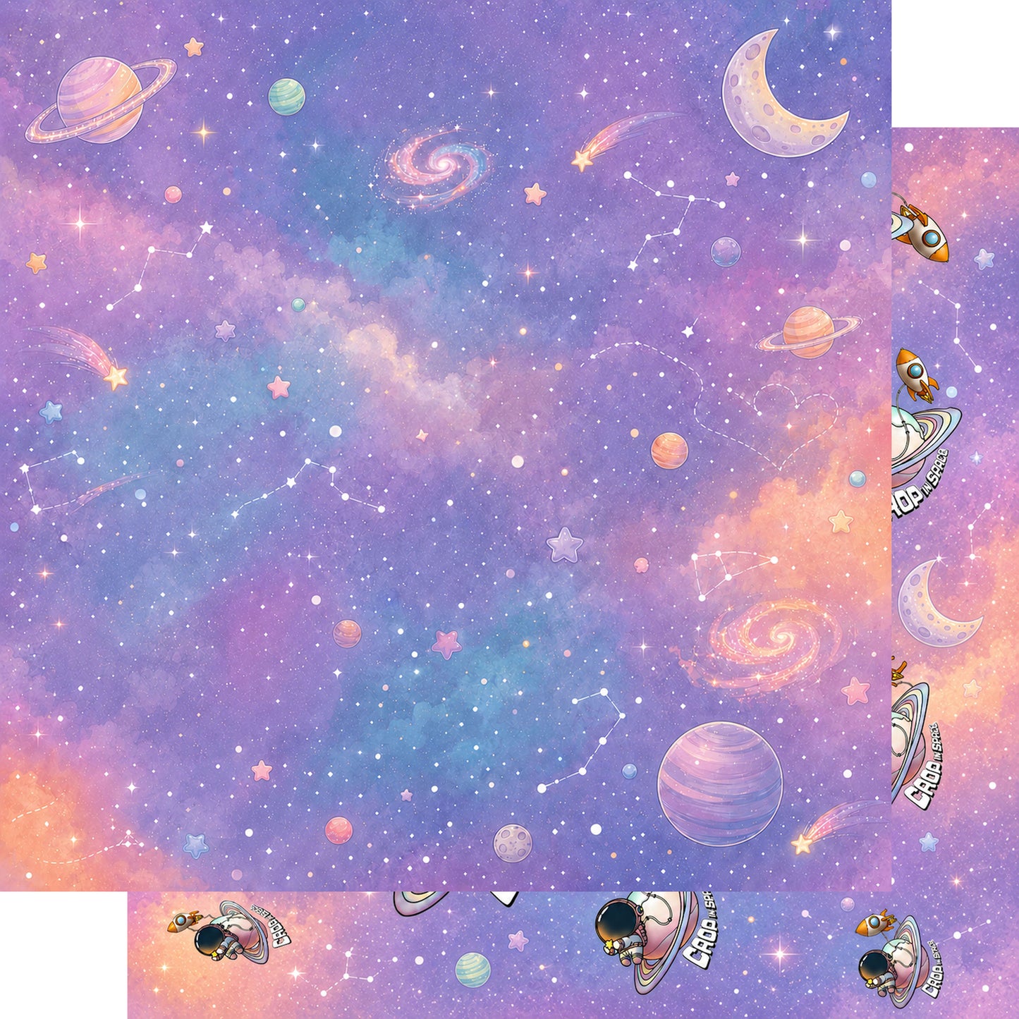 Crop In Space Coordinating 12 x 12 Double-Sided Scrapbook Paper by SSC Designs - Pack of 15