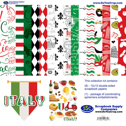 Italy Travels 12 x 12 Scrapbook Paper & Embellishment Kit by SSC Designs - 3 Kits