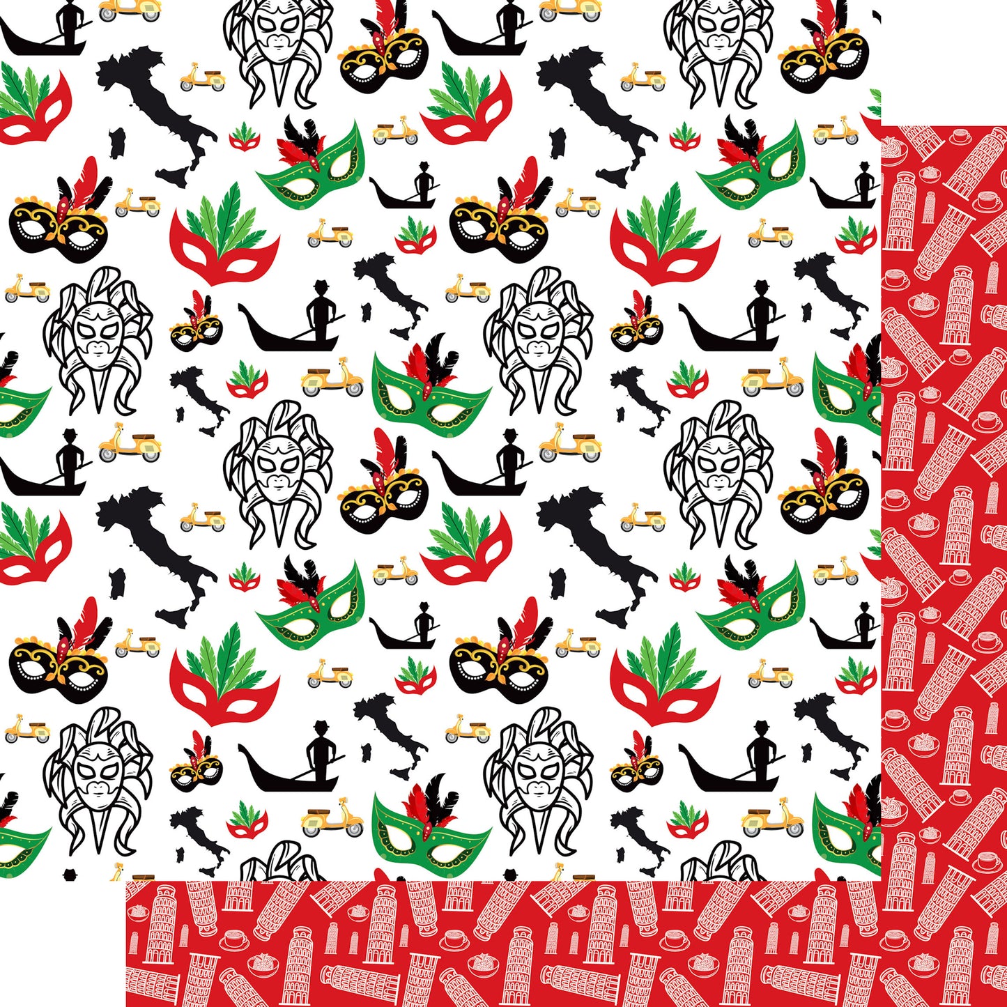 Italy Travels Collection Venetian Nights 12 x 12 Double-Sided Scrapbook Paper by SSC Designs - 15 Pack