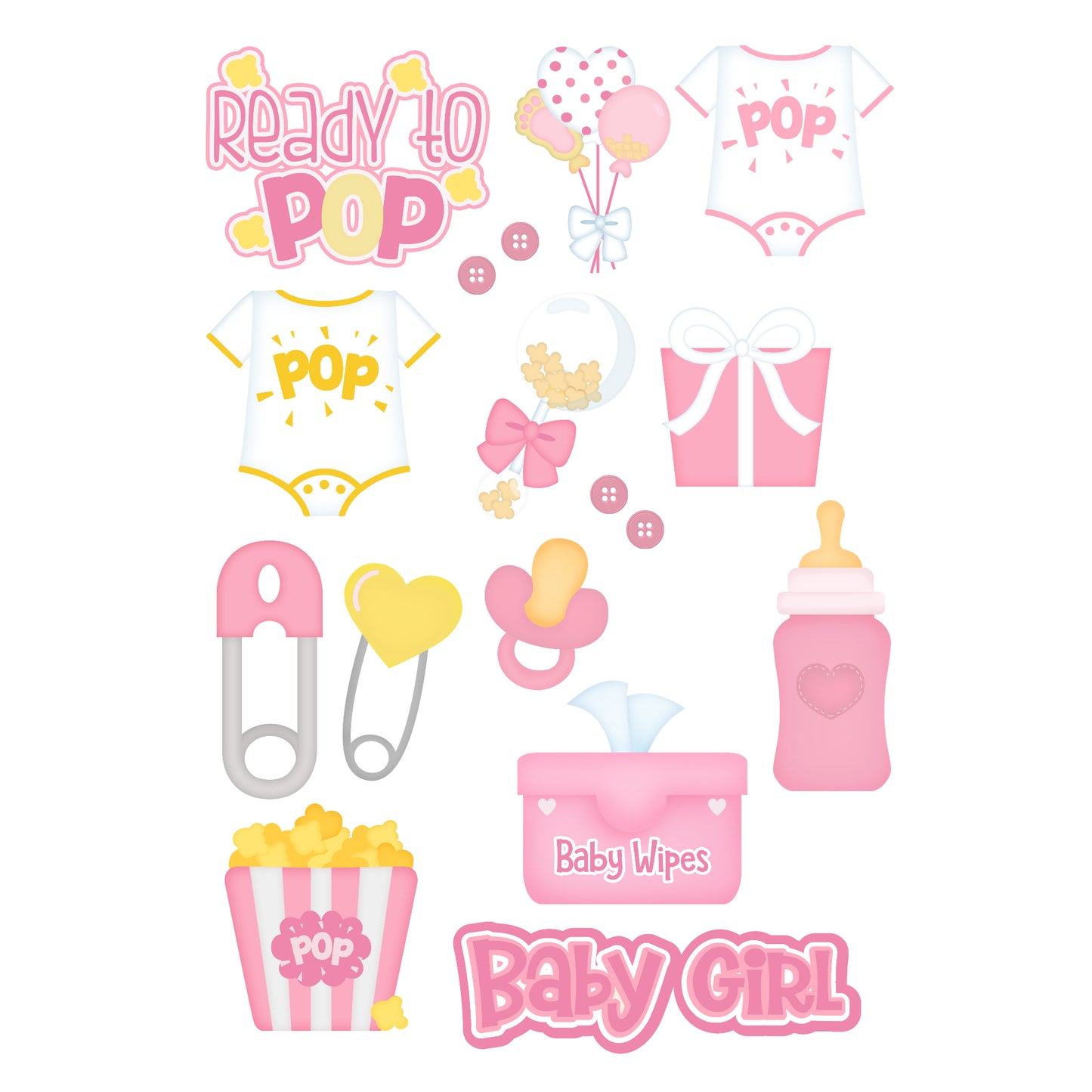 Ready To Pop Girl Laser Cut Ephemera Embellishments - 3 Packs